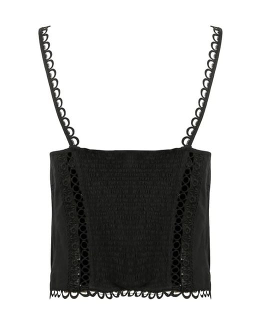 Charo Ruiz Black Ibiza Poppy Lace Trim Top