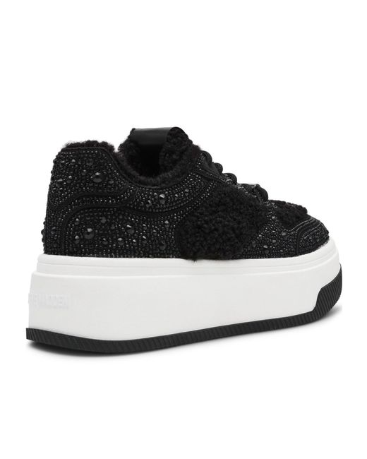 Steve Madden Black Fluffy Rhinestone-Embellished Platform Sneakers