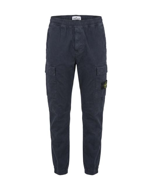 Stone Island Blue Elastic-Waist Casual Trousers for men