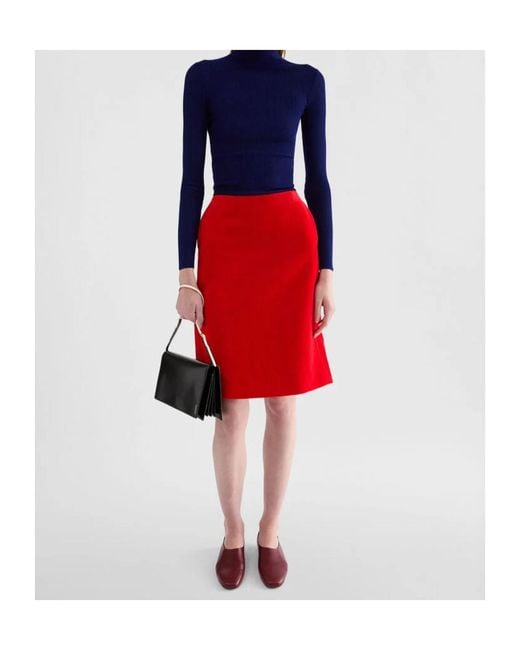 Jil Sander Blue Lightweight Wool High-Neck Sweater