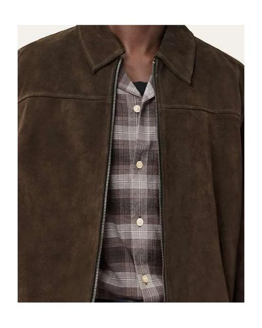 AllSaints Brown Suede Zip Jacket for men
