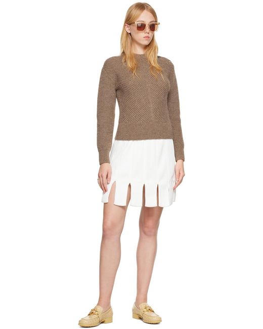 Bottega Veneta Brown Chevron Motif Knit Jumper