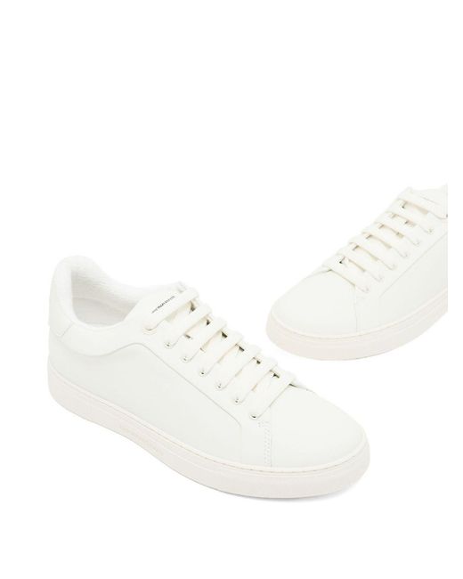 Emporio Armani White Logo-Detail Leather Sneakers for men