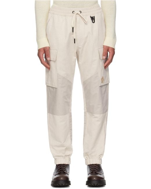 Moncler Natural Cotton Linen Jogging Pants for men