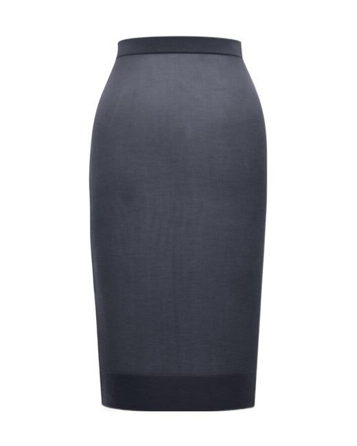 Saint Laurent Blue High Waist Knitted Pencil Skirt