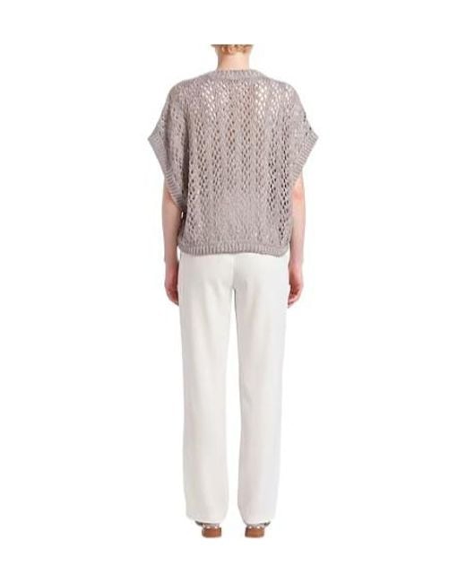 Brunello Cucinelli Gray Solidcolor Sleeveless Knit Top
