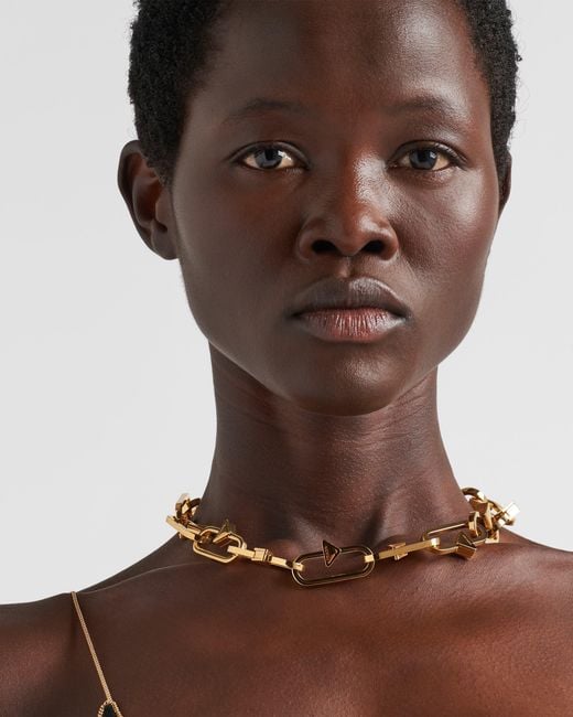 Prada Metallic Metal Necklace