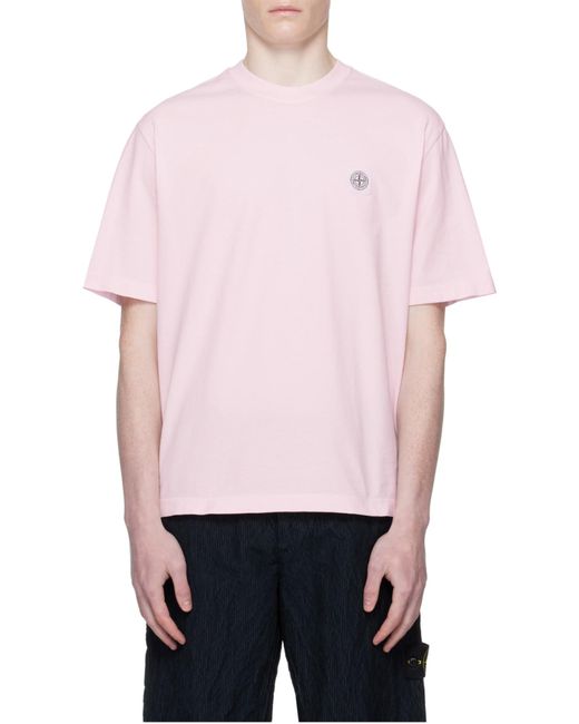Stone Island Pink Regular-Fit Short-Sleeve T-Shirt With Compass Patch for men