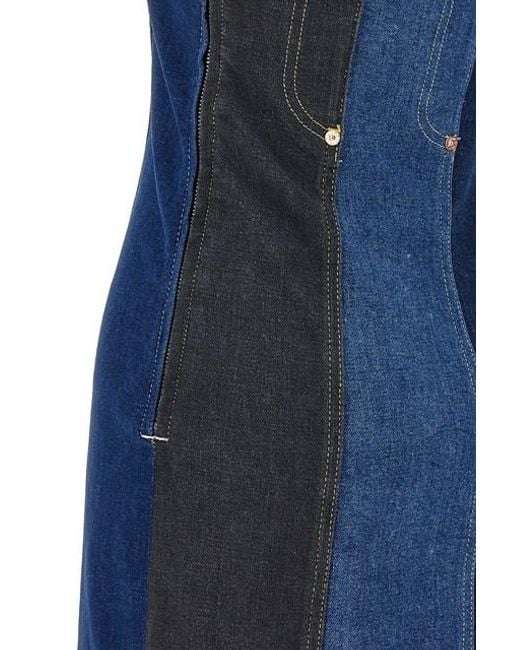 Moschino Blue Jeans Off-Shoulder Layered Denim Dress