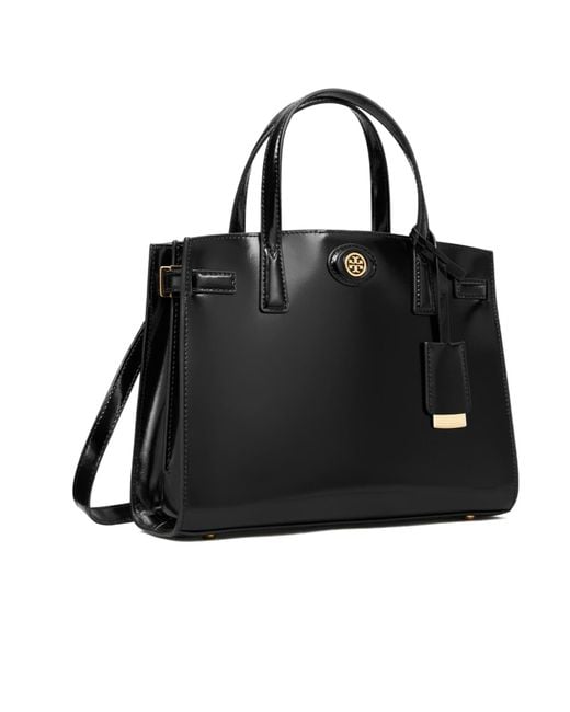 Tory Burch Black Small Robinson Spazzolato Tote Bag
