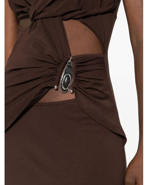 Christopher Esber Brown Crystal-Pendant Twisted Maxi Dress