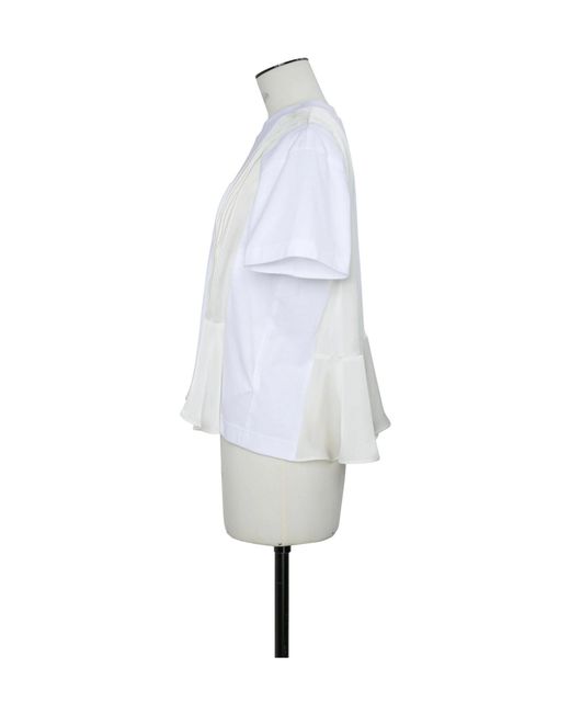 Sacai White Panelled Crewneck T-Shirt