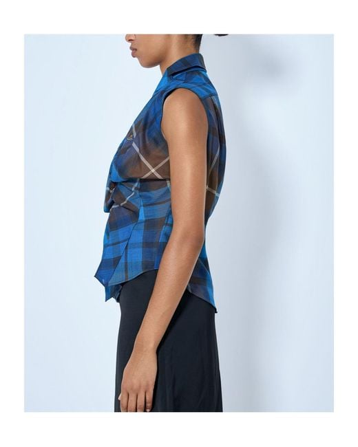 Vivienne Westwood Blue Short Sleeve Drunken Shirt