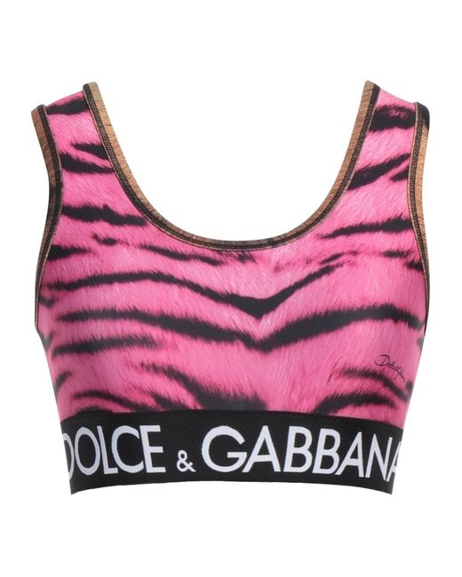 Dolce & Gabbana Pink Sleeveless Tiger-Print Crop Top