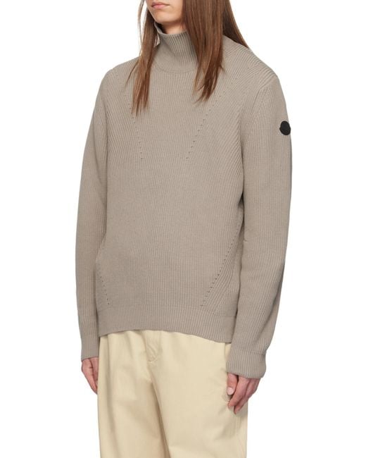 Moncler Brown Logo Patch Turtleneck Knit Jumper for men