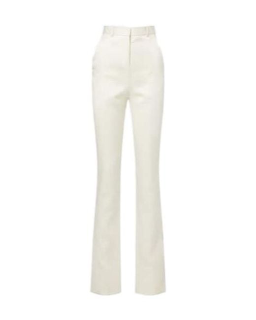Calvin Klein White Lucia High-Rise Wool And Silk Slim Pants