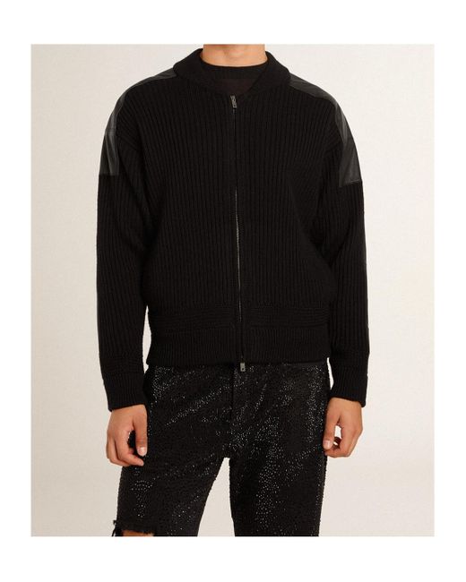 Golden Goose Deluxe Brand Black Panelled Zipped Cardigan for men