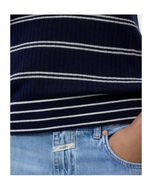 Closed Blue Striped Short-Sleeve Polo Top