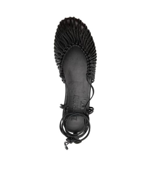 Hereu Black Braided Ankle Strap Sandals