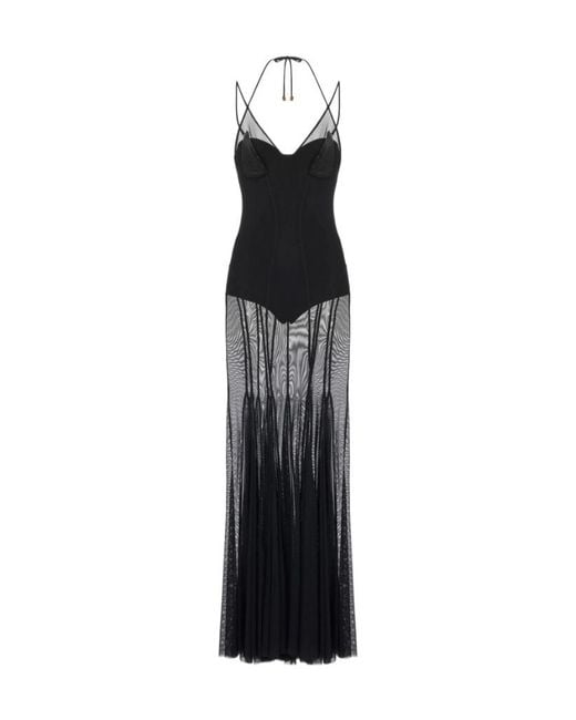Elisabetta Franchi Black Carpet Tulle And Satin Dress