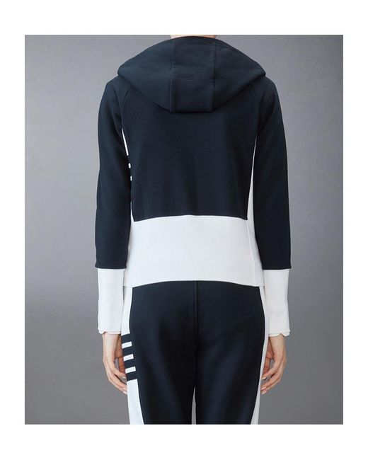 Thom Browne Blue Logo Patch Zipped Hoodie