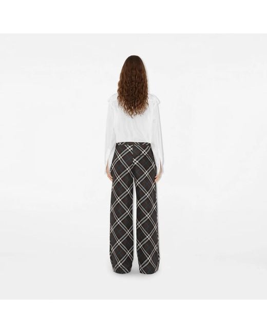 Burberry Gray Straight-Leg Checked Drawstring Trousers