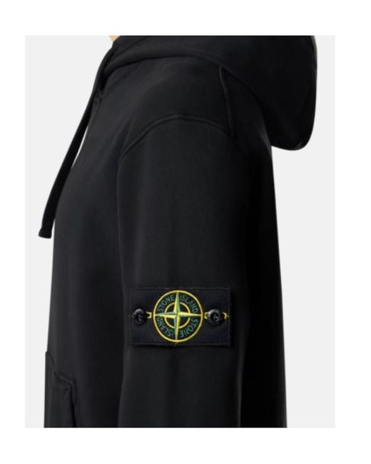 Stone Island Black Logo Patch Drawstring Hoodie for men
