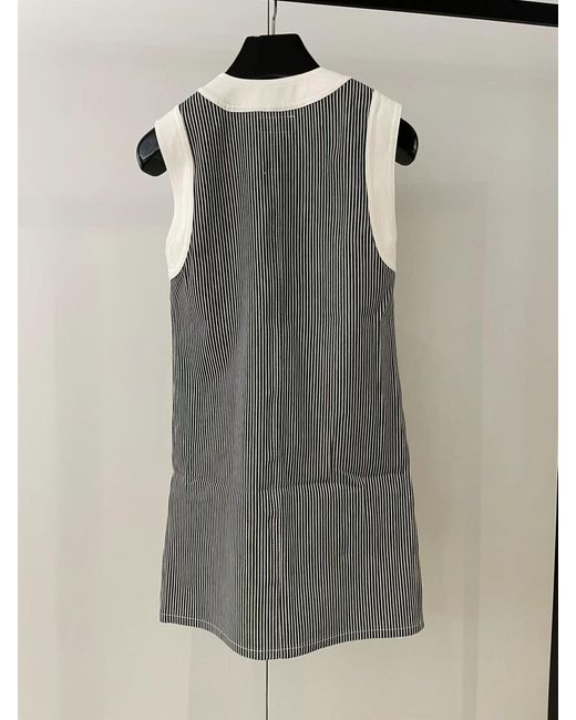 Céline Gray Trapeze Mini Dress With Hickory Stripes