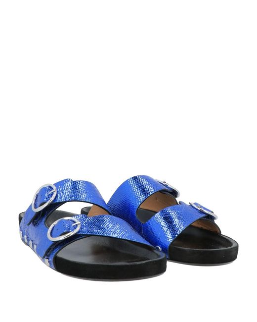 Isabel Marant Blue Metallic Stylish Snake-Print Slides