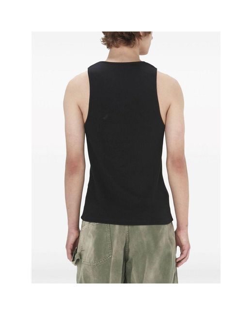 J.W. Anderson Black Jw Anderson Logo-Embroidered Ribbed-Knit Sleeveless Tank Top for men