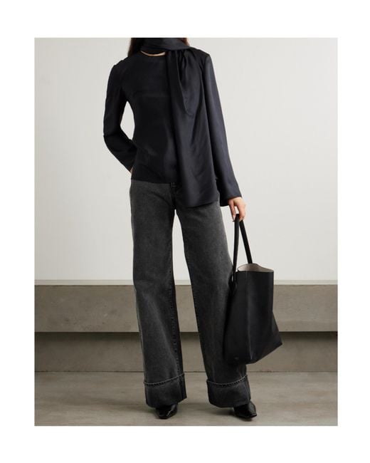 Veronica Beard Black High-Rise Wide-Leg Jeans