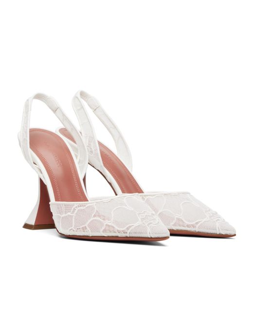 AMINA MUADDI White Holli Lace Sling 95 Pointed-Toe High-Heeled Sandals