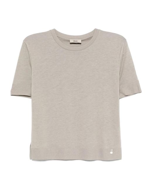 Herno White Fine-Knit T-Shirt