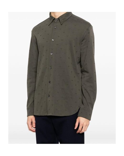 Emporio Armani Gray Monogram Shirt for men