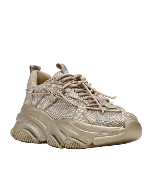 Steve Madden Gray Rhinestone-Embellished Dad Sneakers