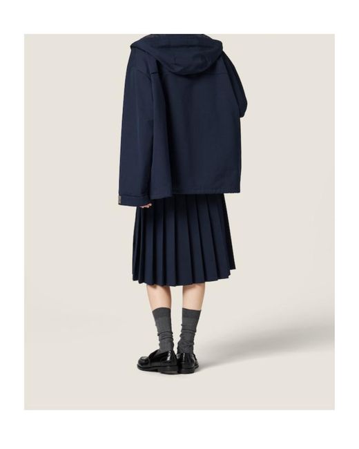 Miu Miu Blue Drawstring Parka Coat