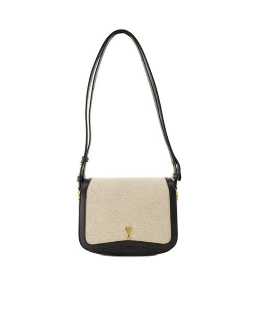 AMI White Logo Detailed Shoulder Bag
