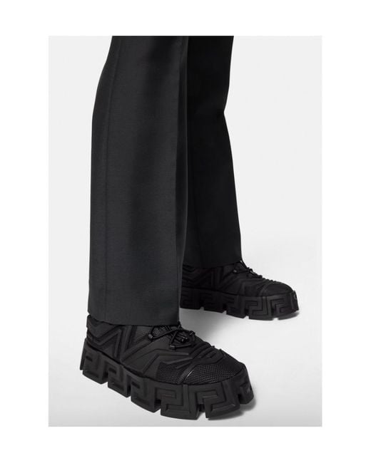 Versace Black Greca-Sole Sneakers for men