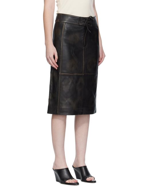 Christopher Esber Black Burnished Eddie Leather Skirt