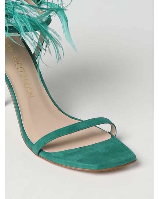 Stuart Weitzman Green Logo High-Heeled Sandals
