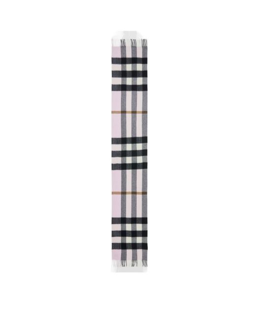 Burberry White Check Cashmere Scarf