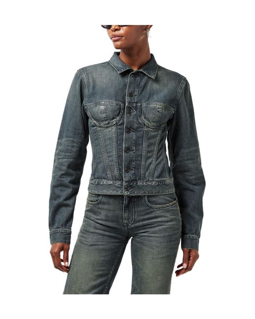 Balenciaga Blue Corseted Denim Jacket