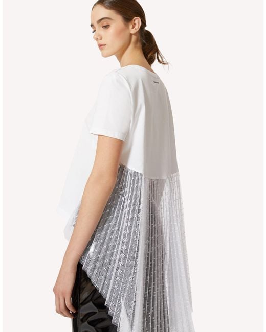 RED Valentino White Logo Tulle Short-Sleeved T-Shirt