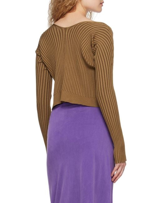 Jacquemus Brown Ribbed-Knit Open-Front Cardigan
