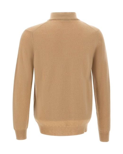 Kangra Cashmere Natural Kangra High Neck Zip Knitwear for men
