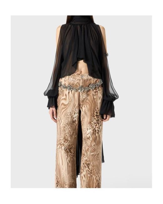 Blumarine Black Georgette Asymmetric Blouse