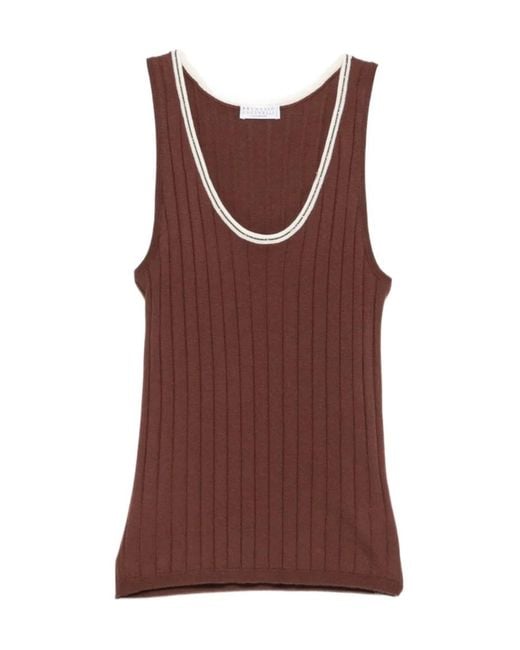Brunello Cucinelli Brown Ribbed Jersey