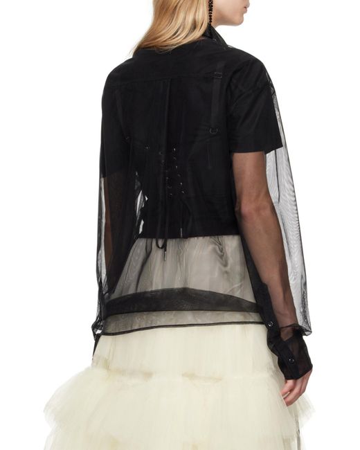 Simone Rocha Black Embellished Sheer Shirt