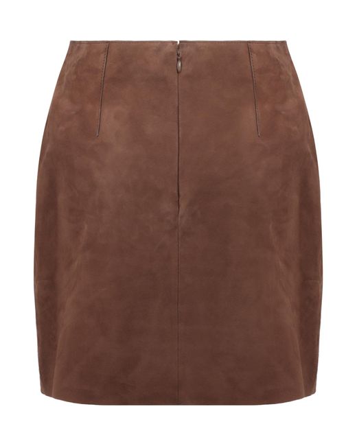 Yves Salomon Brown Suede Wrap Skirt