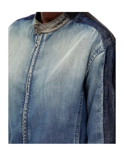 DIESEL Blue Snap-Button Collar Two-Way Zip Closure